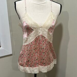 Luisa Beccaria silk cami with lace detail